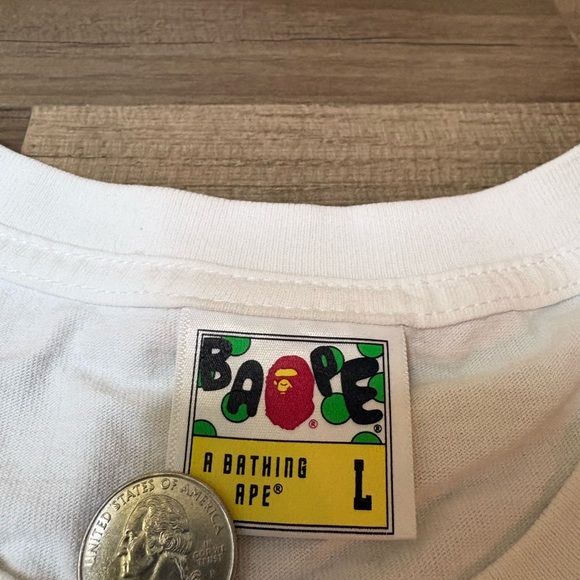 Bape White Short Sleeve Tee with Brown Logo size L - Picture 4 of 9